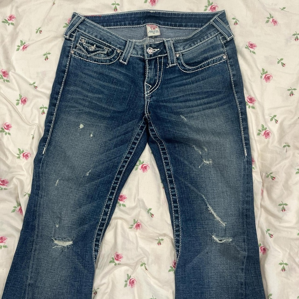 TRUE RELIGION medium wash LOW RISE jeans